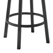 Zelda Swivel Bar Stool in Black Finish with Gray Faux Leather - Furniture City (CA)l