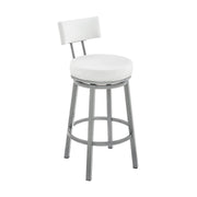 Zelda Swivel Counter Stool in Cloud Finish with White Faux Leather - Furniture City (CA)l