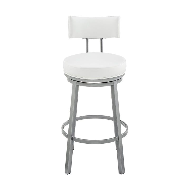 Zelda Swivel Counter Stool in Cloud Finish with White Faux Leather - Furniture City (CA)l