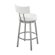 Zelda Swivel Counter Stool in Cloud Finish with White Faux Leather - Furniture City (CA)l
