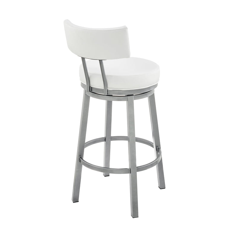 Zelda Swivel Counter Stool in Cloud Finish with White Faux Leather - Furniture City (CA)l