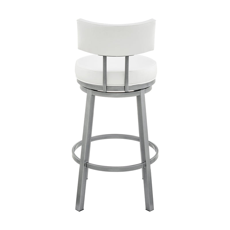 Zelda Swivel Counter Stool in Cloud Finish with White Faux Leather - Furniture City (CA)l