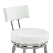 Zelda Swivel Counter Stool in Cloud Finish with White Faux Leather - Furniture City (CA)l