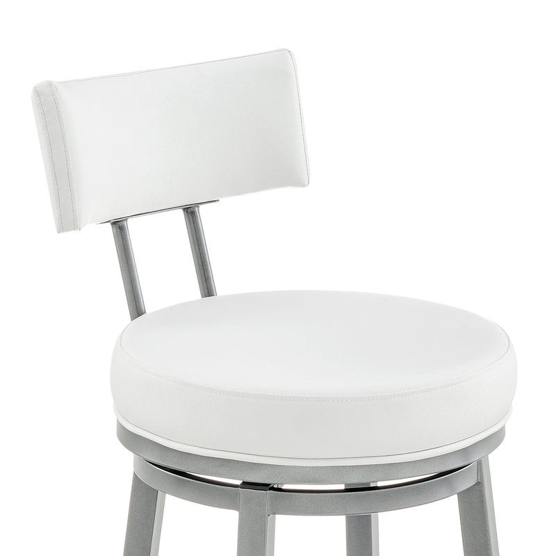 Zelda Swivel Counter Stool in Cloud Finish with White Faux Leather - Furniture City (CA)l