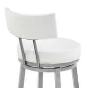 Zelda Swivel Counter Stool in Cloud Finish with White Faux Leather - Furniture City (CA)l