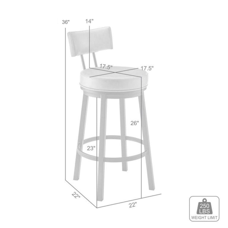Zelda Swivel Counter Stool in Cloud Finish with White Faux Leather - Furniture City (CA)l