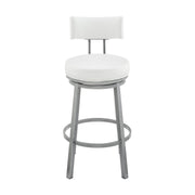 Zelda Swivel Bar Stool in Cloud Finish with White Faux Leather - Furniture City (CA)l