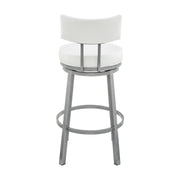 Zelda Swivel Bar Stool in Cloud Finish with White Faux Leather - Furniture City (CA)l