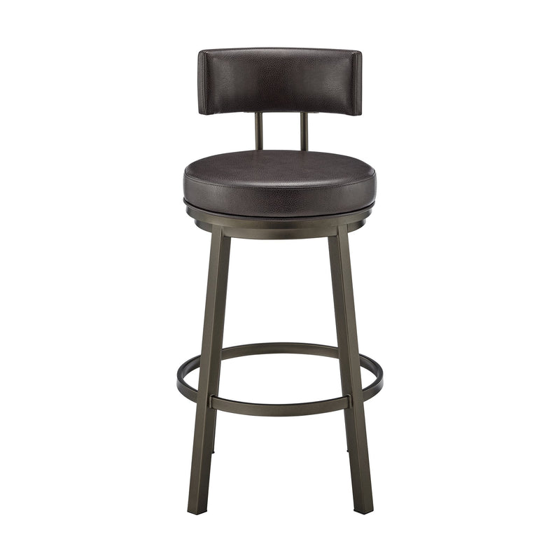 Zelda Swivel Counter Stool in Mocha Finish with Brown Faux Leather - Furniture City (CA)l