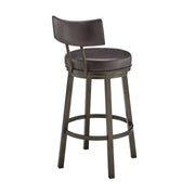 Zelda Swivel Counter Stool in Mocha Finish with Brown Faux Leather - Furniture City (CA)l