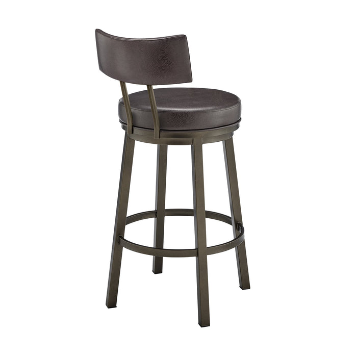 Zelda Swivel Counter Stool in Mocha Finish with Brown Faux Leather
