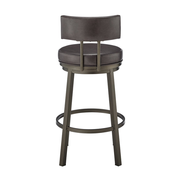 Zelda Swivel Counter Stool in Mocha Finish with Brown Faux Leather