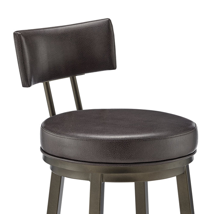 Zelda Swivel Counter Stool in Mocha Finish with Brown Faux Leather