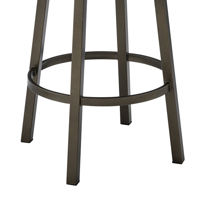 Zelda Swivel Counter Stool in Mocha Finish with Brown Faux Leather