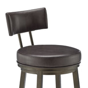 Zelda Swivel Bar Stool in Mocha Finish with Brown Faux Leather - Furniture City (CA)l