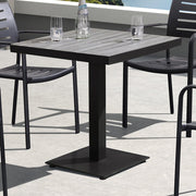Zander Outdoor Patio Dining Table in Gray Finished Cast Aluminum with Wood Top - Furniture City (CA)l