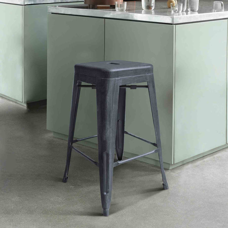 Zed Industrial 26" Counter Height Backless Barstool in Industrial Gray - Furniture City (CA)l