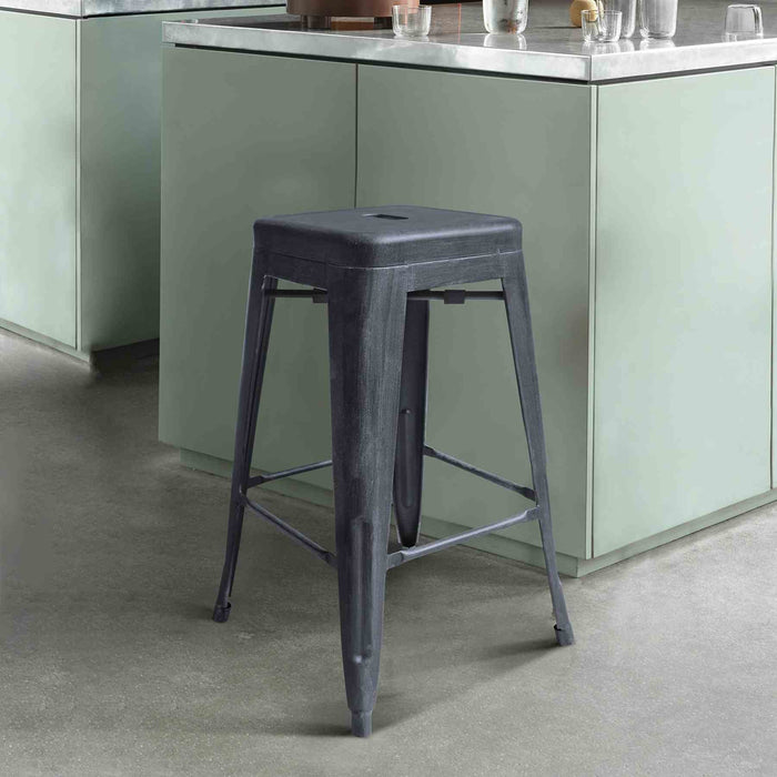 Zed Industrial 26" Counter Height Backless Barstool in Industrial Gray
