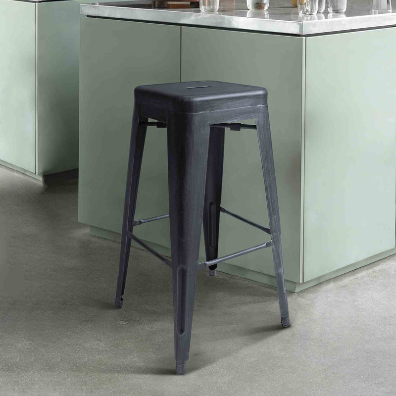 Zed Industrial 30" Bar Height Backless Barstool in Industrial Gray - Furniture City (CA)l