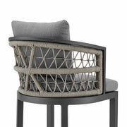 Zella Outdoor Patio Counter Stool in Aluminum with Light Gray Rope and Earl Gray Cushions - Furniture City (CA)l