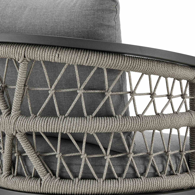 Zella Outdoor Patio Counter Stool in Aluminum with Light Gray Rope and Earl Gray Cushions - Furniture City (CA)l