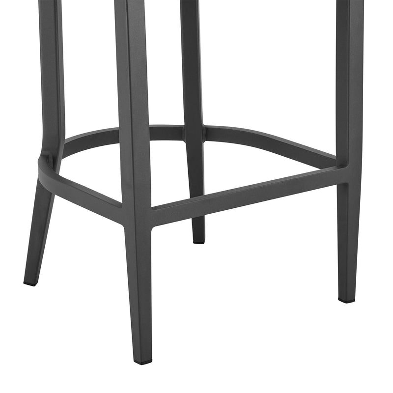 Zella Outdoor Patio Counter Stool in Aluminum with Light Gray Rope and Earl Gray Cushions - Furniture City (CA)l