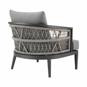 Zella Outdoor Patio Armchair in Aluminum with Light Gray Rope and Earl Gray Cushions - Furniture City (CA)l