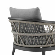 Zella Outdoor Patio Armchair in Aluminum with Light Gray Rope and Earl Gray Cushions - Furniture City (CA)l