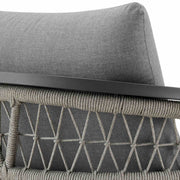 Zella Outdoor Patio Armchair in Aluminum with Light Gray Rope and Earl Gray Cushions - Furniture City (CA)l