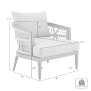 Zella Outdoor Patio Armchair in Aluminum with Light Gray Rope and Earl Gray Cushions - Furniture City (CA)l