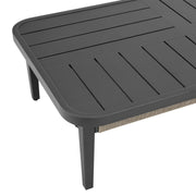 Zella Rectangular Coffee Table in Aluminum with Charcoal Finish and Light Gray Rope - Furniture City (CA)l