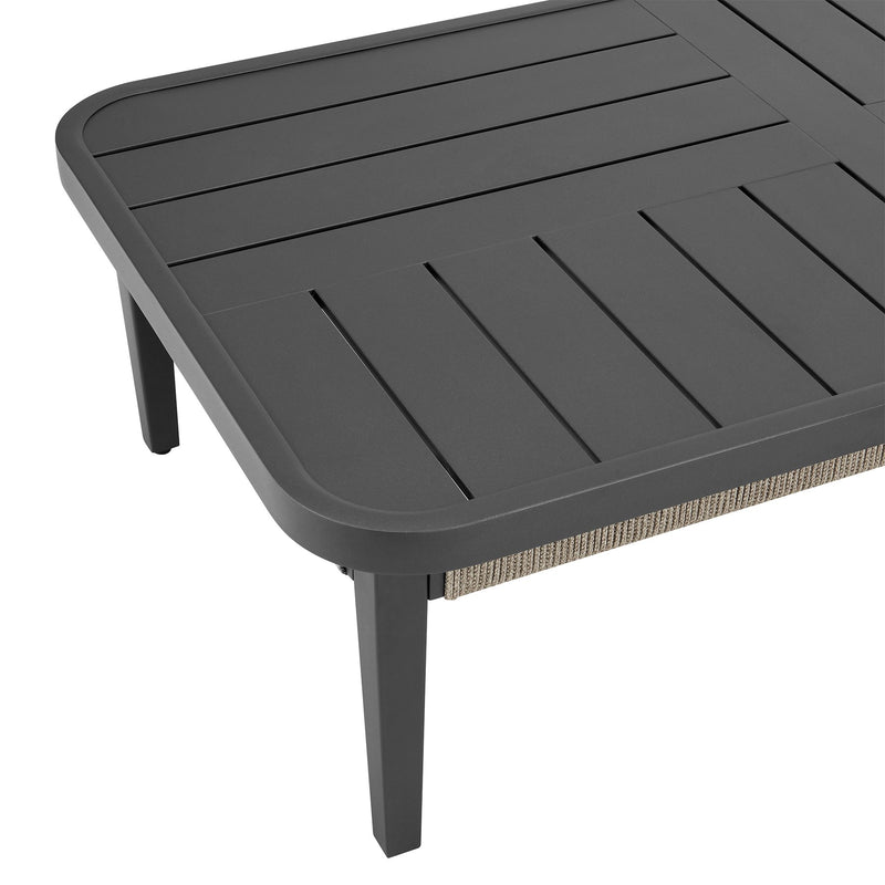 Zella Rectangular Coffee Table in Aluminum with Charcoal Finish and Light Gray Rope - Furniture City (CA)l