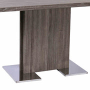 Zenith Contemporary Dining Table with Brushed Stainless Steel Base and Gray Walnut Veneer Finish - Furniture City (CA)l