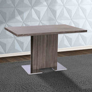 Zenith Contemporary Dining Table with Brushed Stainless Steel Base and Gray Walnut Veneer Finish - Furniture City (CA)l