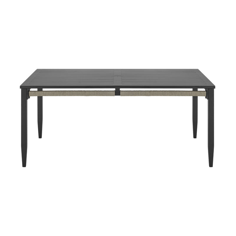 Zella Rectangular Dining Table in Aluminum with Charcoal Finish and Light Gray Rope - Furniture City (CA)l