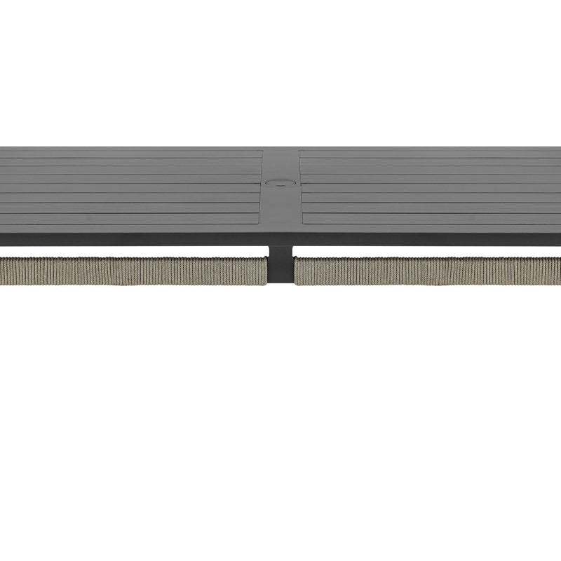 Zella Rectangular Dining Table in Aluminum with Charcoal Finish and Light Gray Rope - Furniture City (CA)l