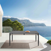 Zella Rectangular Dining Table in Aluminum with Charcoal Finish and Light Gray Rope - Furniture City (CA)l