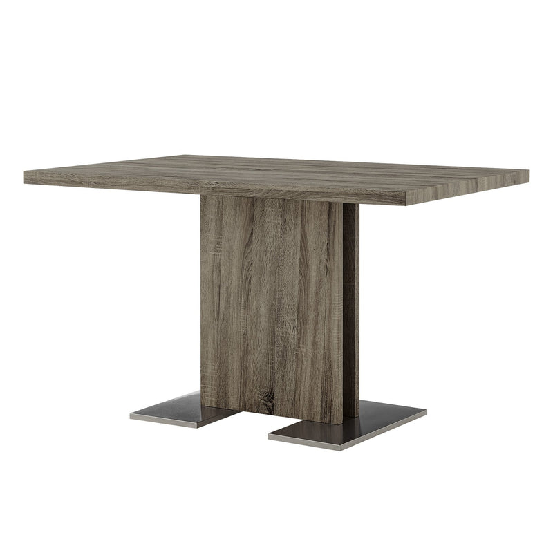 Zenith Dining Table in Walnut Wood and Brushed Stainless Steel Finish - Furniture City (CA)l