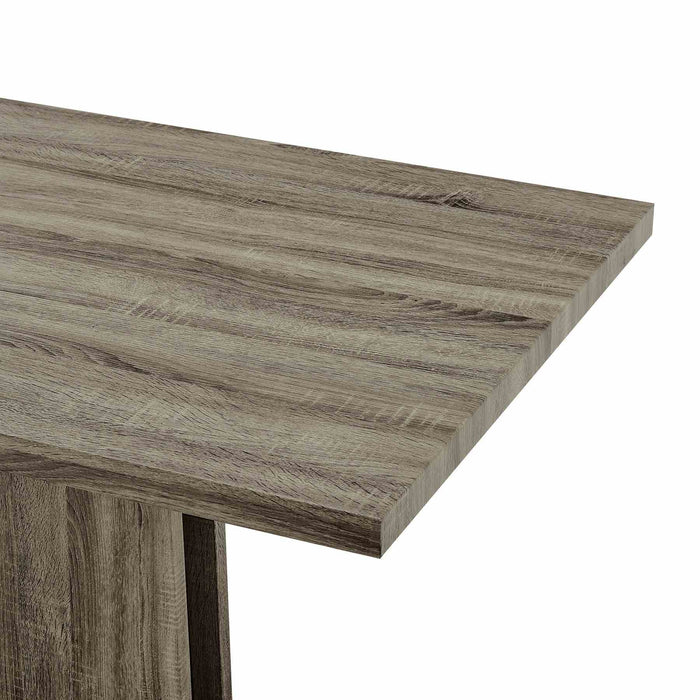Zenith Dining Table in Walnut Wood and Brushed Stainless Steel Finish