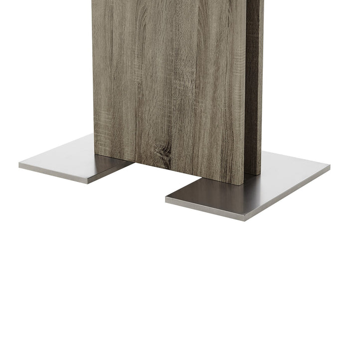 Zenith Dining Table in Walnut Wood and Brushed Stainless Steel Finish