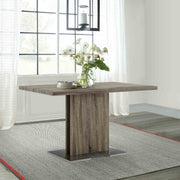 Zenith Dining Table in Walnut Wood and Brushed Stainless Steel Finish - Furniture City (CA)l