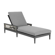 Zella Outdoor Patio Chaise Lounge Chair in Aluminum with Gray Rope and Earl Gray Cushions - Furniture City (CA)l