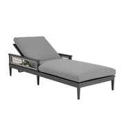 Zella Outdoor Patio Chaise Lounge Chair in Aluminum with Gray Rope and Earl Gray Cushions - Furniture City (CA)l