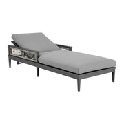 Zella Outdoor Patio Chaise Lounge Chair in Aluminum with Gray Rope and Earl Gray Cushions - Furniture City (CA)l