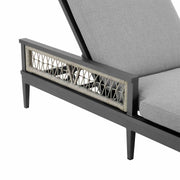 Zella Outdoor Patio Chaise Lounge Chair in Aluminum with Gray Rope and Earl Gray Cushions - Furniture City (CA)l