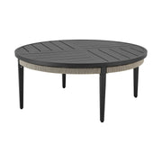 Zella Round Coffee Table in Aluminum with Charcoal Finish and Light Gray Rope - Furniture City (CA)l