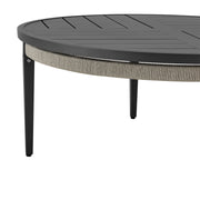 Zella Round Coffee Table in Aluminum with Charcoal Finish and Light Gray Rope - Furniture City (CA)l