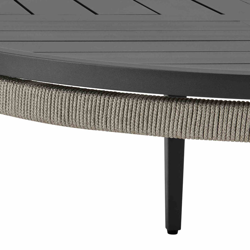 Zella Round Coffee Table in Aluminum with Charcoal Finish and Light Gray Rope - Furniture City (CA)l