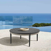 Zella Round Coffee Table in Aluminum with Charcoal Finish and Light Gray Rope - Furniture City (CA)l