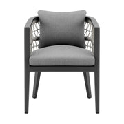 Zella Outdoor Patio Dining Chair in Aluminum with Light Gray Rope and Earl Gray Cushions - Set of 2 - Furniture City (CA)l